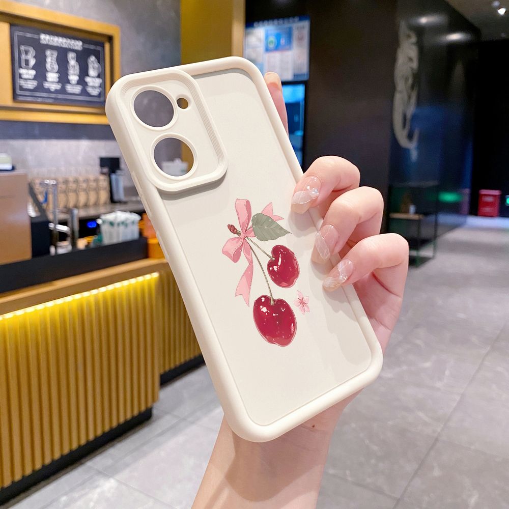for VIVO Y17S Y27 T1X Y02S Y21S Y02 Y33S Y12S Y18 Y38 Love Shape Cherry Full Protective Phone Case Anti Drop Cover