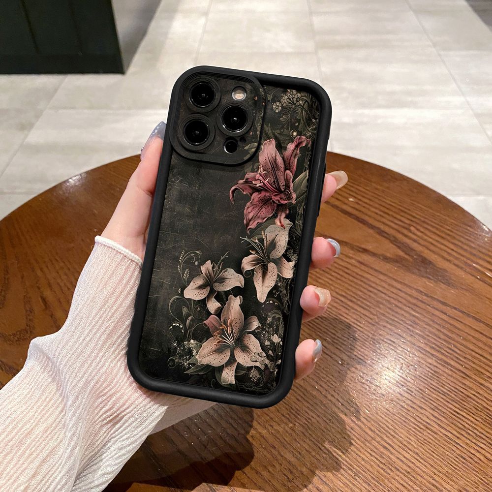 for iPhone 15 Pro Max 14 Plus 13 12 11 XR 8 7 SE 2022 XS Vintage Flower Retro Full Protective Phone Case Anti Drop Cover