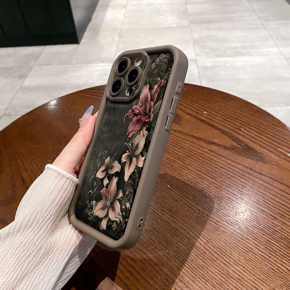for iPhone 15 Pro Max 14 Plus 13 12 11 XR 8 7 SE 2022 XS Vintage Flower Retro Full Protective Phone Case Anti Drop Cover