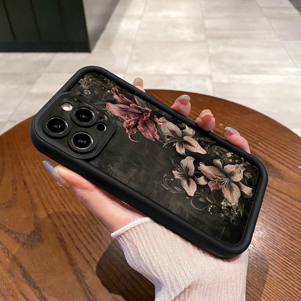 for iPhone 15 Pro Max 14 Plus 13 12 11 XR 8 7 SE 2022 XS Vintage Flower Retro Full Protective Phone Case Anti Drop Cover
