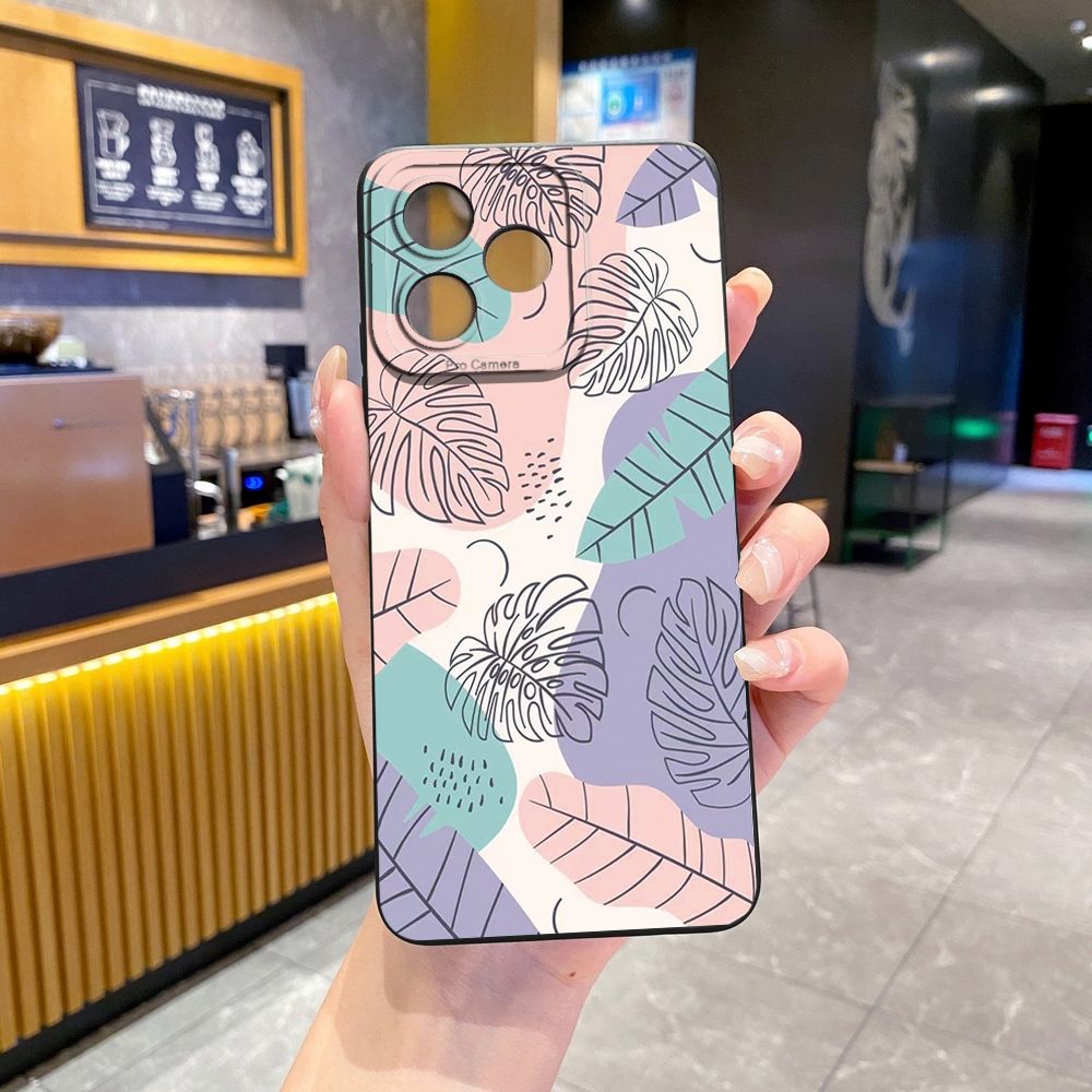 For Realme C61 C63 C65 C67 C53 C51 Note 50 60 C21 C33 C30 C35 C11 2021 C12 C15 C21Y C25Y Realme 12 13 Luxury Leaves Full Protective Case Anti Drop Cover