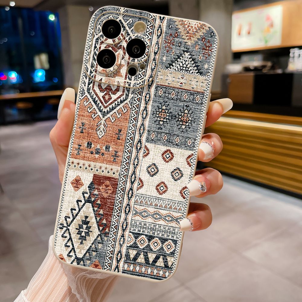 For iPhone 16 Pro Max 14 Plus 13 Pro Max 12 11 XR 8 7 SE 2022 XS Max Retro Knitting Texture Full Protective Case Anti Drop Cover