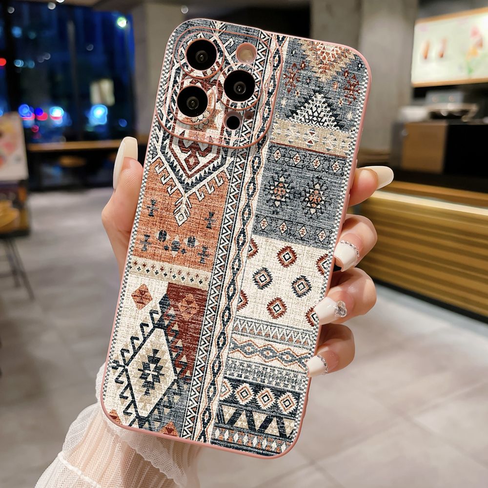 For iPhone 16 Pro Max 14 Plus 13 Pro Max 12 11 XR 8 7 SE 2022 XS Max Retro Knitting Texture Full Protective Case Anti Drop Cover