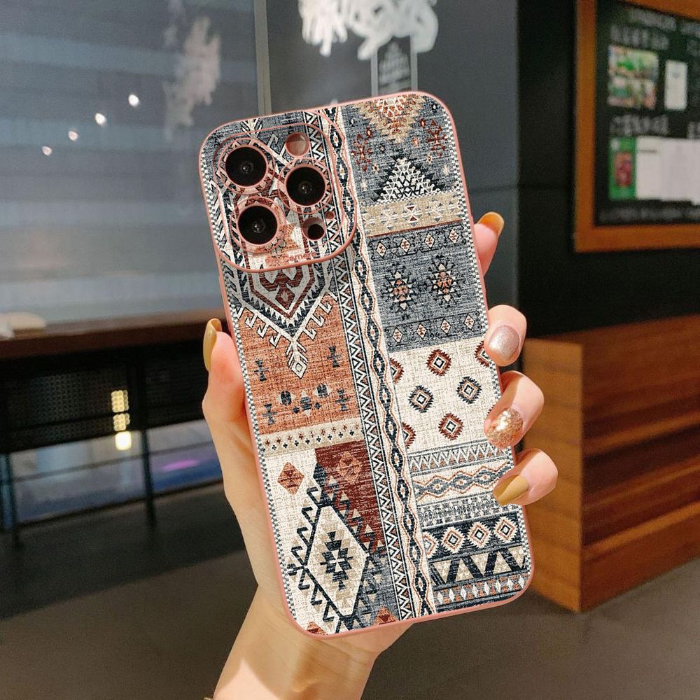 For iPhone 16 Pro Max 14 Plus 13 Pro Max 12 11 XR 8 7 SE 2022 XS Max Retro Knitting Texture Full Protective Case Anti Drop Cover