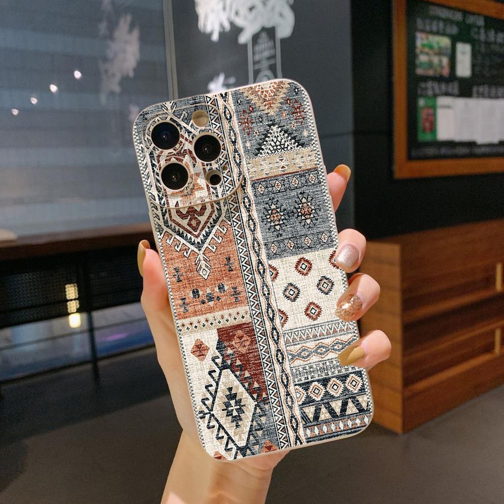 For iPhone 16 Pro Max 14 Plus 13 Pro Max 12 11 XR 8 7 SE 2022 XS Max Retro Knitting Texture Full Protective Case Anti Drop Cover