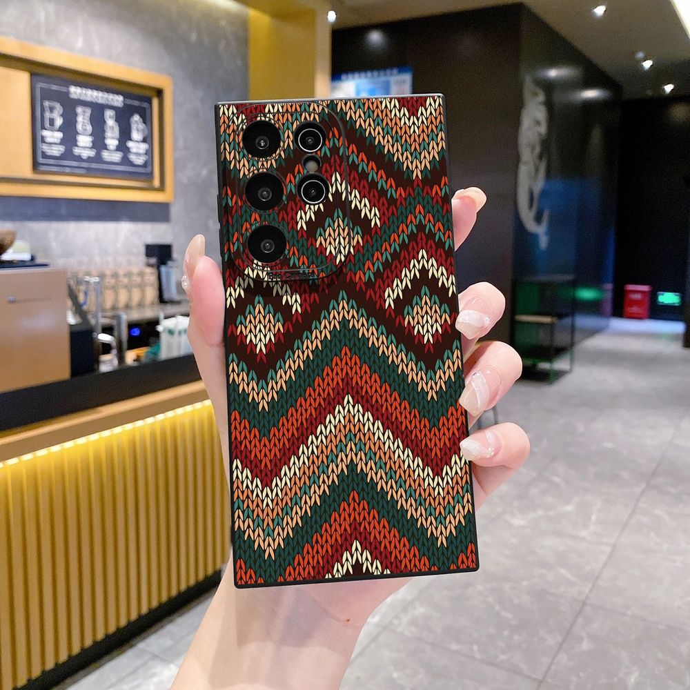 For Samsung Galaxy S24 S23 Ultra S22 Plus Note 20 S21 FE S20 Retro Knitting Texture Full Protective Case Anti Drop Cover