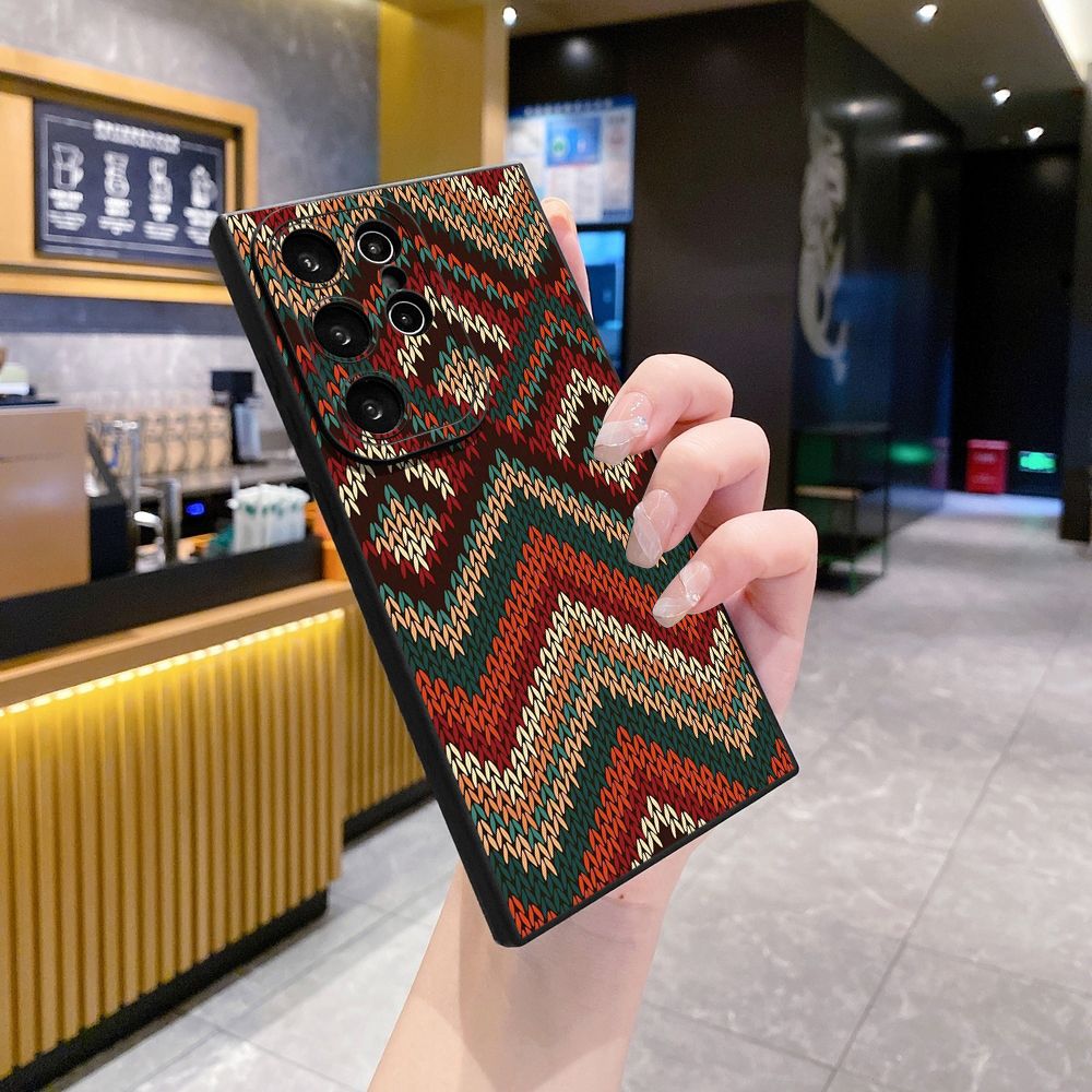 For Samsung Galaxy S24 S23 Ultra S22 Plus Note 20 S21 FE S20 Retro Knitting Texture Full Protective Case Anti Drop Cover