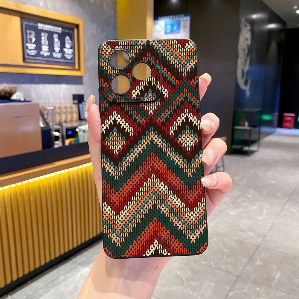 For Realme C61 C63 C65 C67 C53 C51 Note 50 60 C21 C33 C30 C35 C11 2021 C12 C15 C21Y C25Y Realme 12 13 Retro Knitting Texture Full Protective Case Anti Drop Cover