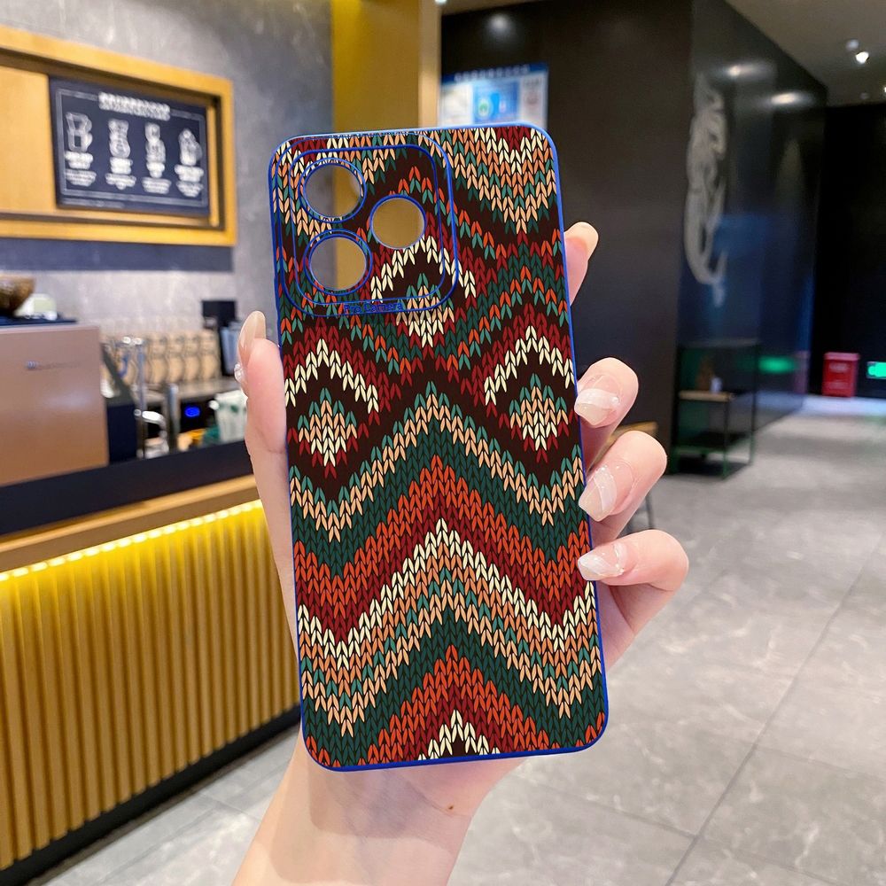 For Realme C61 C63 C65 C67 C53 C51 Note 50 60 C21 C33 C30 C35 C11 2021 C12 C15 C21Y C25Y Realme 12 13 Retro Knitting Texture Full Protective Case Anti Drop Cover