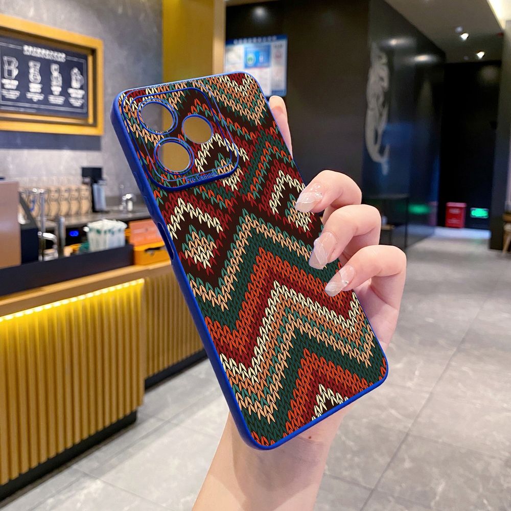 For Realme C61 C63 C65 C67 C53 C51 Note 50 60 C21 C33 C30 C35 C11 2021 C12 C15 C21Y C25Y Realme 12 13 Retro Knitting Texture Full Protective Case Anti Drop Cover