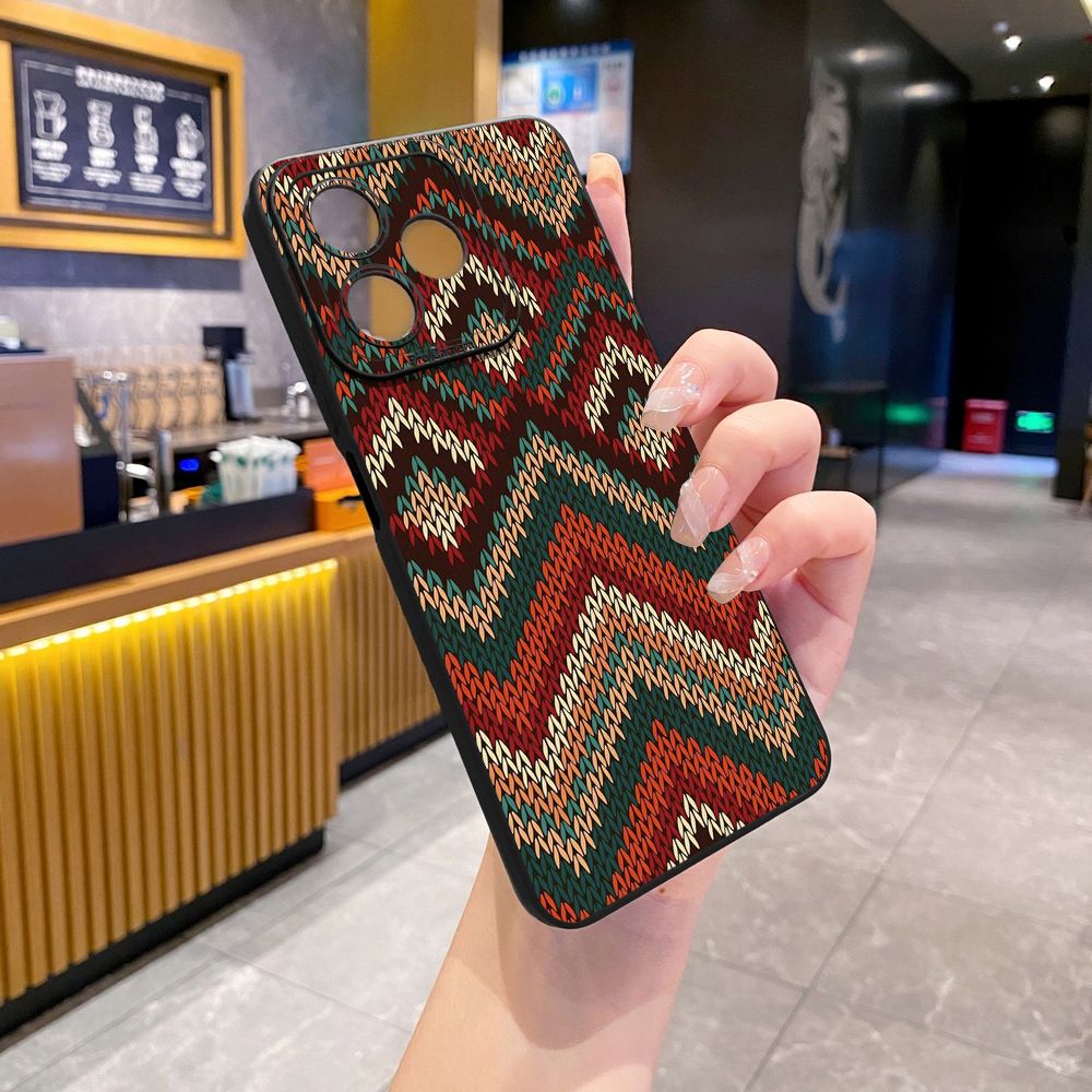 For Realme C61 C63 C65 C67 C53 C51 Note 50 60 C21 C33 C30 C35 C11 2021 C12 C15 C21Y C25Y Realme 12 13 Retro Knitting Texture Full Protective Case Anti Drop Cover