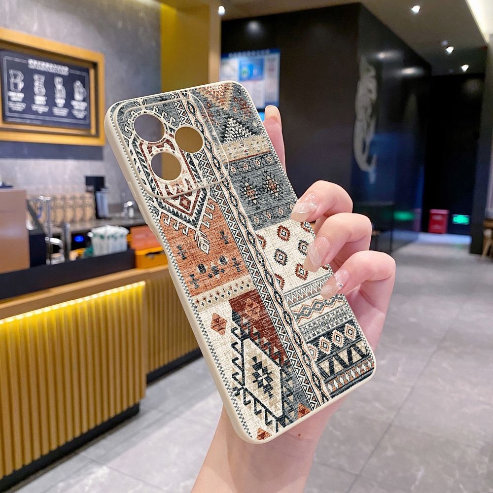 For Realme C61 C63 C65 C67 C53 C51 Note 50 60 C21 C33 C30 C35 C11 2021 C12 C15 C21Y C25Y Realme 12 13 Retro Knitting Texture Full Protective Case Anti Drop Cover