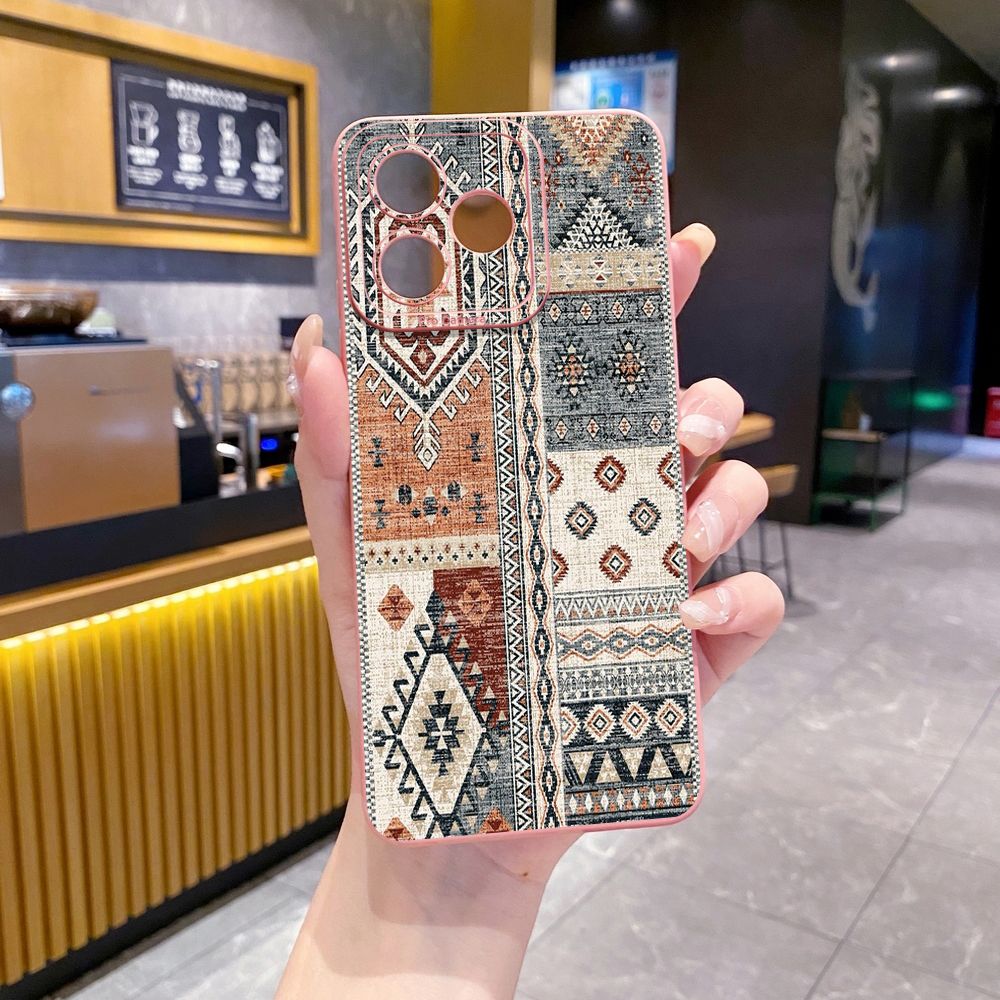 For Realme C61 C63 C65 C67 C53 C51 Note 50 60 C21 C33 C30 C35 C11 2021 C12 C15 C21Y C25Y Realme 12 13 Retro Knitting Texture Full Protective Case Anti Drop Cover
