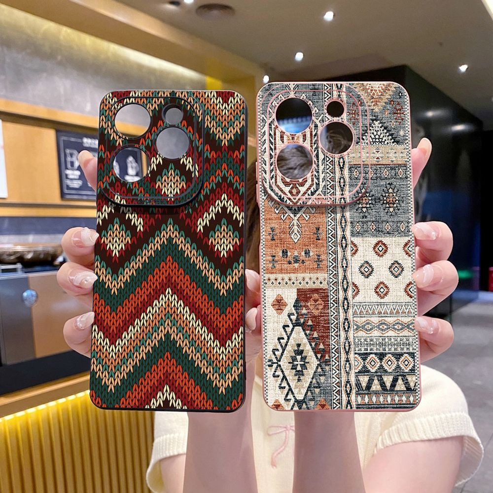 For Infinix Hot 50i 40i 40 Pro Note 12 G96 30 Hot 20 Play 12i 30i 20i 10S 11 Play 11S 10i Smart 8 9 5 Retro Knitting Texture Full Protective Case Anti Drop Cover
