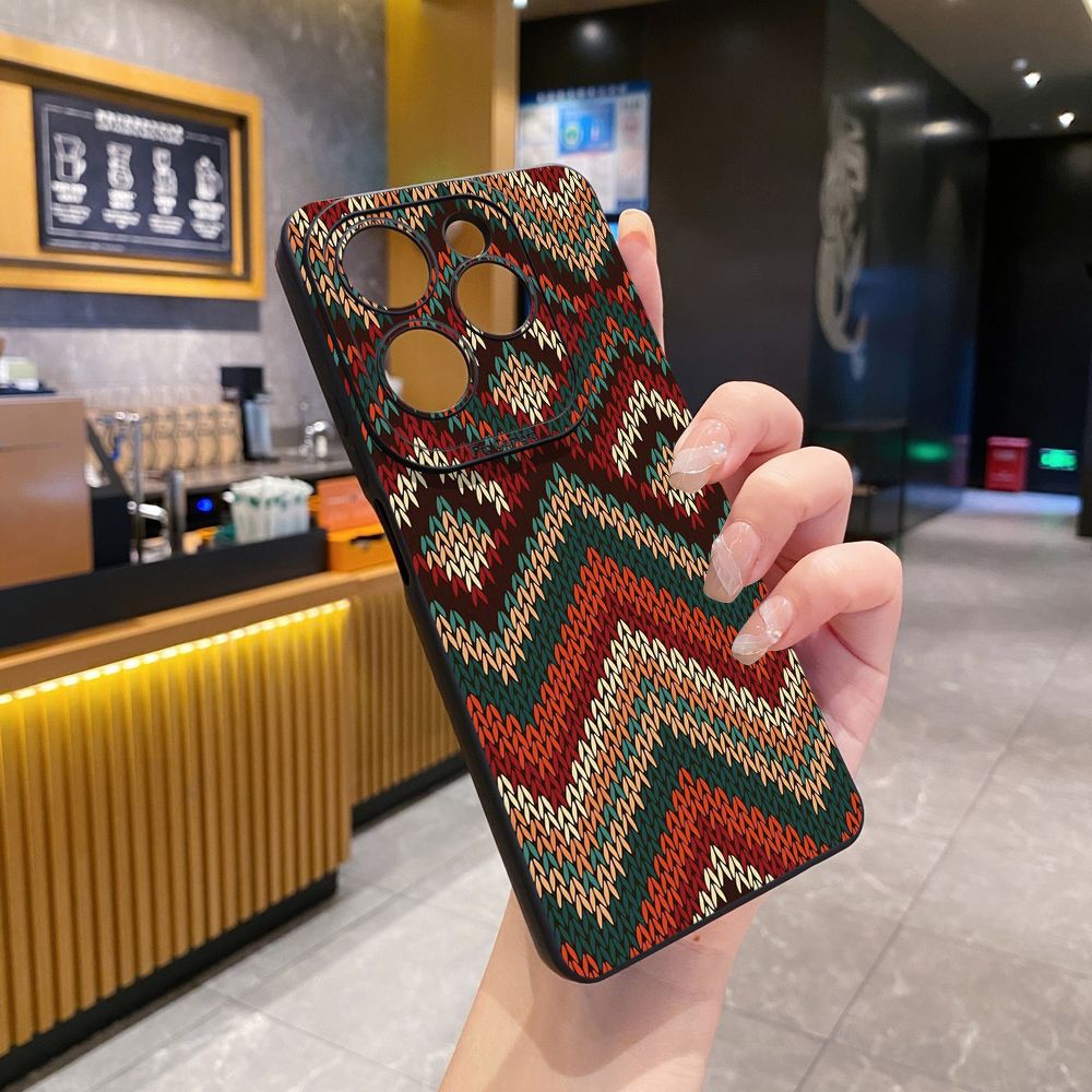 For Infinix Hot 50i 40i 40 Pro Note 12 G96 30 Hot 20 Play 12i 30i 20i 10S 11 Play 11S 10i Smart 8 9 5 Retro Knitting Texture Full Protective Case Anti Drop Cover