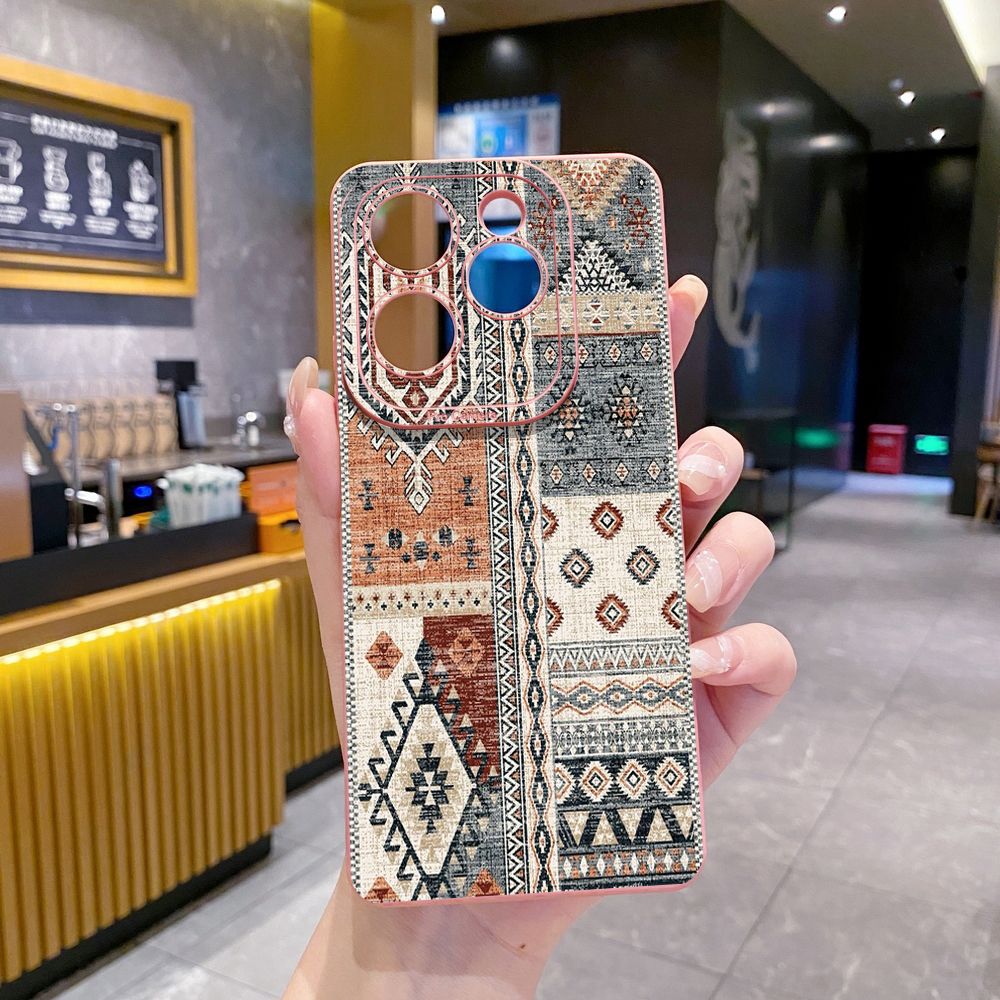 For Infinix Hot 50i 40i 40 Pro Note 12 G96 30 Hot 20 Play 12i 30i 20i 10S 11 Play 11S 10i Smart 8 9 5 Retro Knitting Texture Full Protective Case Anti Drop Cover