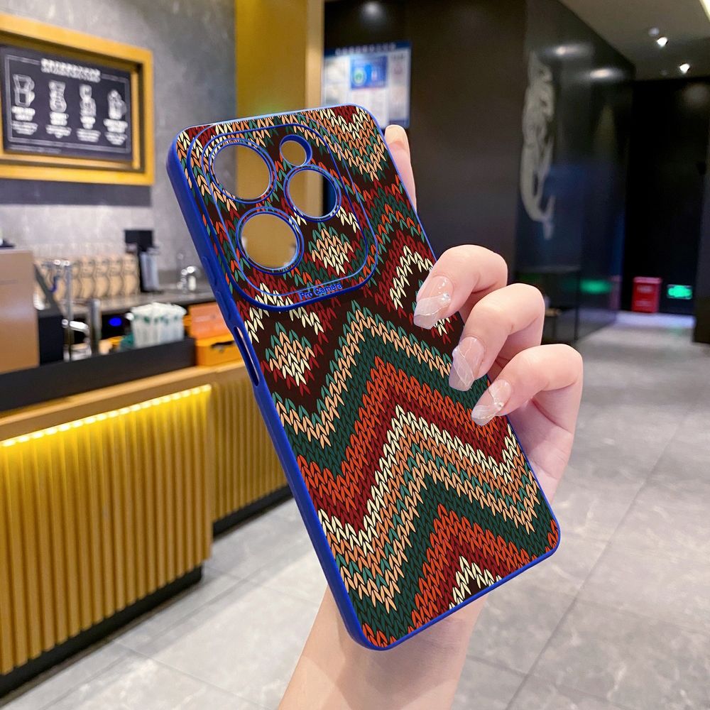 For Infinix Hot 50i 40i 40 Pro Note 12 G96 30 Hot 20 Play 12i 30i 20i 10S 11 Play 11S 10i Smart 8 9 5 Retro Knitting Texture Full Protective Case Anti Drop Cover
