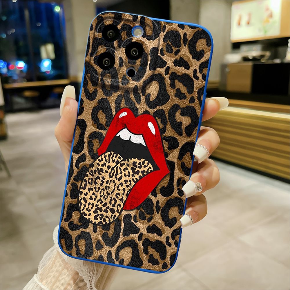 For iPhone 16 Pro Max 14 Plus 13 Pro Max 12 11 XR 8 7 SE 2022 XS Max Hot Leopard Mouth Full Protective Case Anti Drop Cover