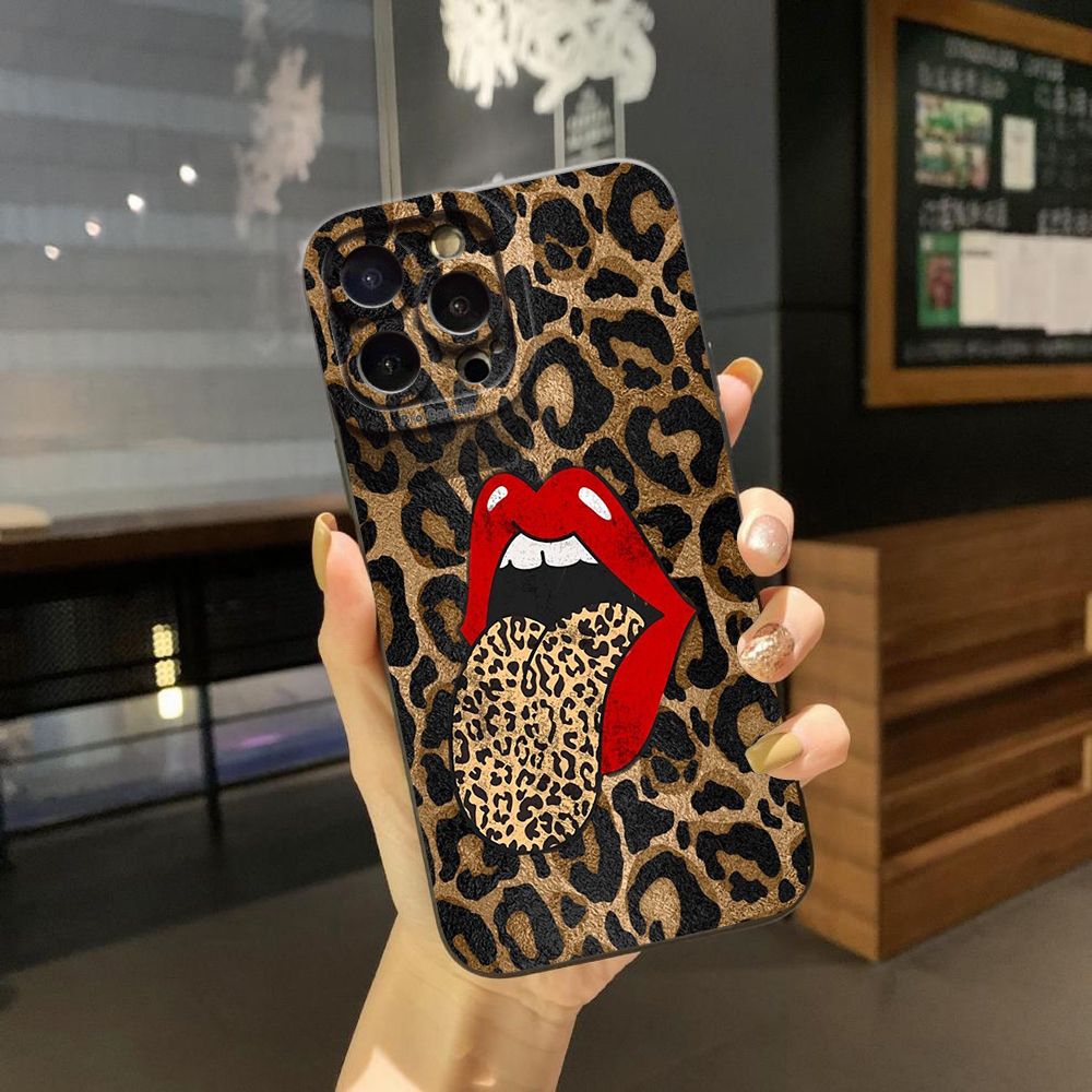 For iPhone 16 Pro Max 14 Plus 13 Pro Max 12 11 XR 8 7 SE 2022 XS Max Hot Leopard Mouth Full Protective Case Anti Drop Cover
