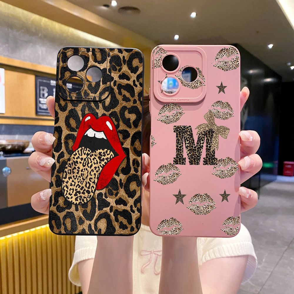 For Realme C61 C63 C65 C67 C53 C51 Note 50 60 C21 C33 C30 C35 C11 2021 C12 C15 C21Y C25Y Realme 12 13 Hot Leopard Mouth Full Protective Case Anti Drop Cover