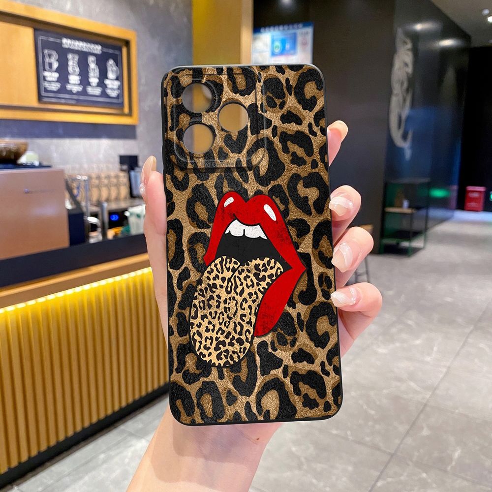 For Realme C61 C63 C65 C67 C53 C51 Note 50 60 C21 C33 C30 C35 C11 2021 C12 C15 C21Y C25Y Realme 12 13 Hot Leopard Mouth Full Protective Case Anti Drop Cover