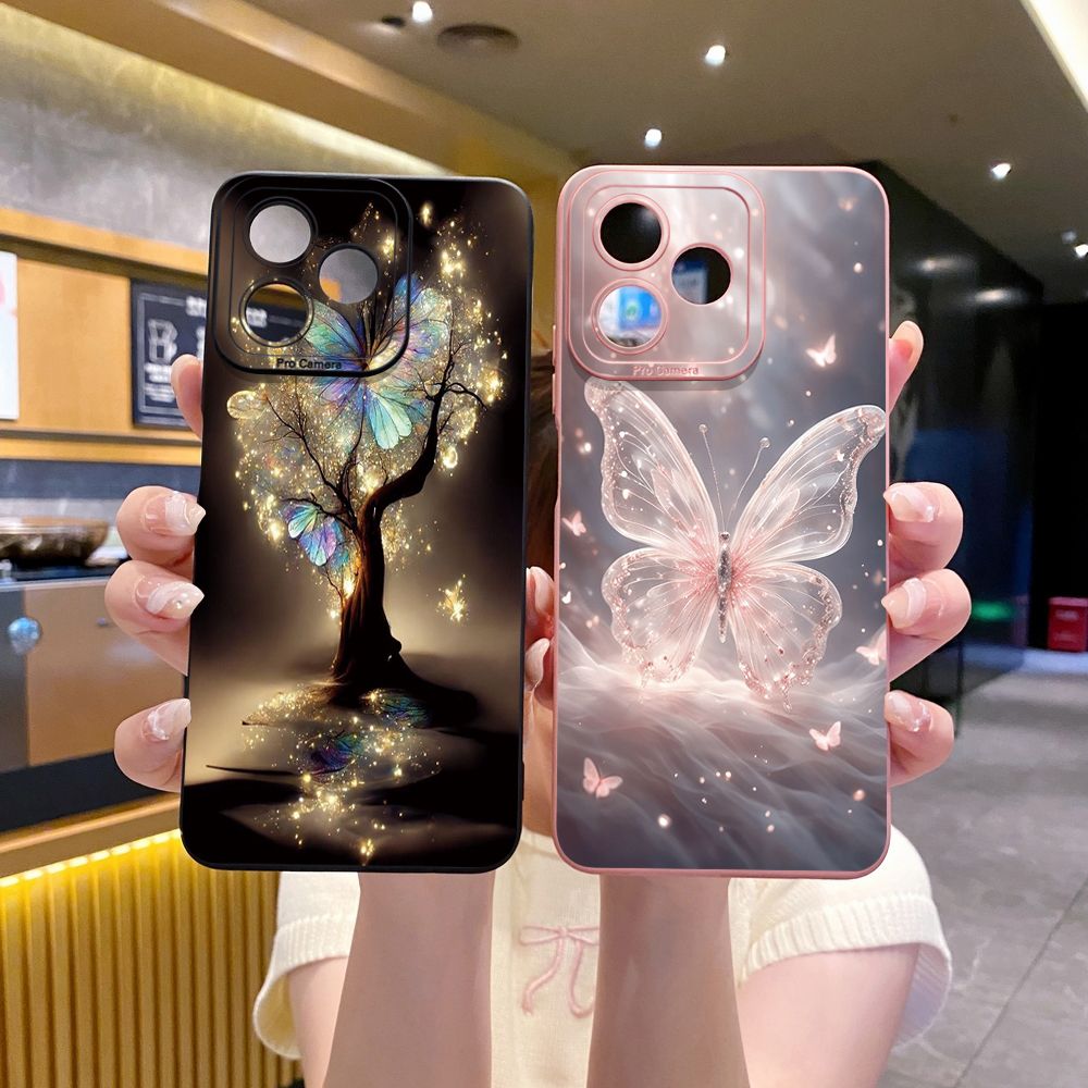 For Realme C61 C63 C65 C67 C53 C51 Note 50 60 C21 C33 C30 C35 C11 2021 C12 C15 C21Y C25Y Realme 12 13 Crystal Butterfly Full Protective Case Anti Drop Cover