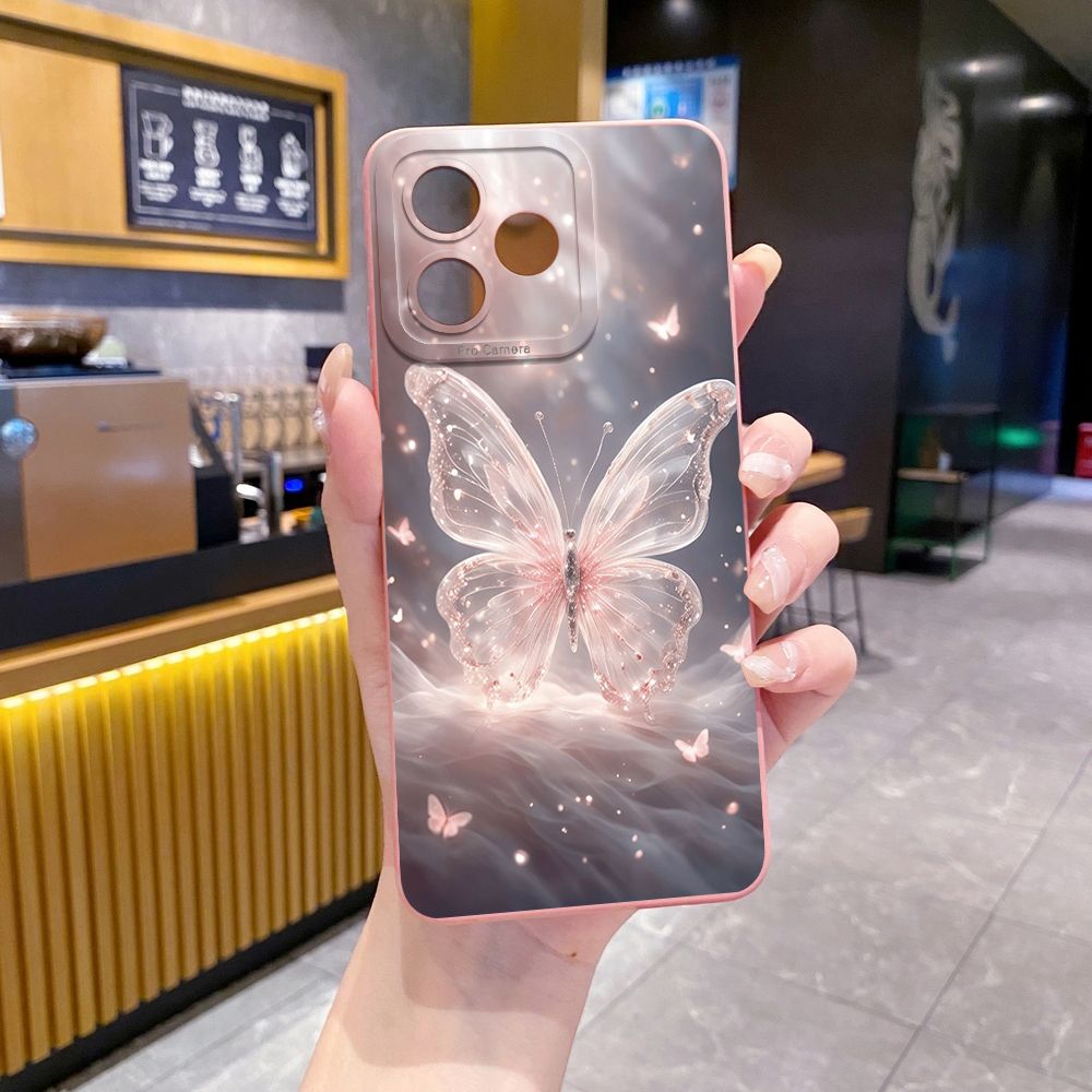 For Realme C61 C63 C65 C67 C53 C51 Note 50 60 C21 C33 C30 C35 C11 2021 C12 C15 C21Y C25Y Realme 12 13 Crystal Butterfly Full Protective Case Anti Drop Cover