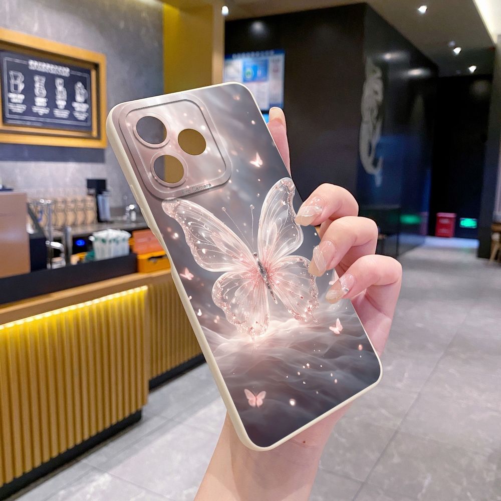 For Realme C61 C63 C65 C67 C53 C51 Note 50 60 C21 C33 C30 C35 C11 2021 C12 C15 C21Y C25Y Realme 12 13 Crystal Butterfly Full Protective Case Anti Drop Cover