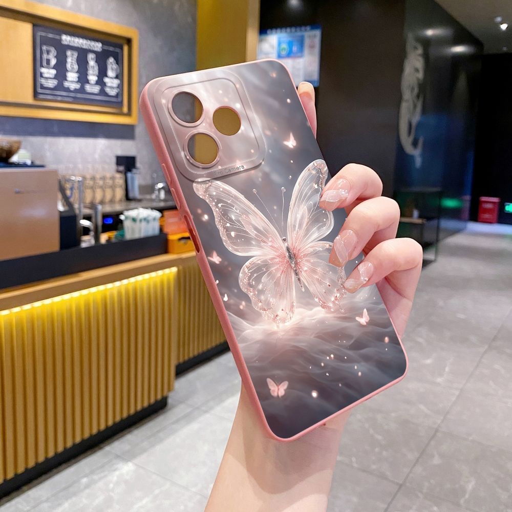 For Realme C61 C63 C65 C67 C53 C51 Note 50 60 C21 C33 C30 C35 C11 2021 C12 C15 C21Y C25Y Realme 12 13 Crystal Butterfly Full Protective Case Anti Drop Cover