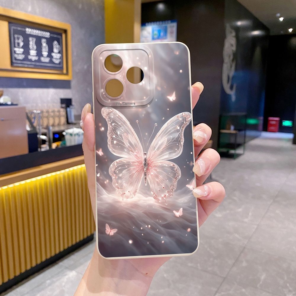 For Realme C61 C63 C65 C67 C53 C51 Note 50 60 C21 C33 C30 C35 C11 2021 C12 C15 C21Y C25Y Realme 12 13 Crystal Butterfly Full Protective Case Anti Drop Cover