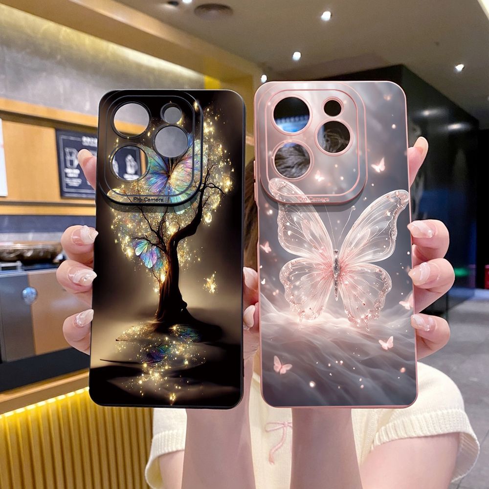 For Infinix Hot 50i 40i 40 Pro Note 12 G96 30 Hot 20 Play 12i 30i 20i 10S 11 Play 11S 10i Smart 8 9 5 Crystal Butterfly Full Protective Case Anti Drop Cover