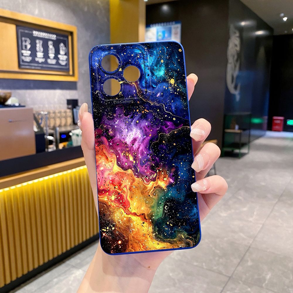 For Realme C61 C63 C65 C67 C53 C51 Note 50 60 C21 C33 C30 C35 C11 2021 C12 C15 C21Y C25Y Realme 12 13 Pink Golden Aurora Full Protective Case Anti Drop Cover