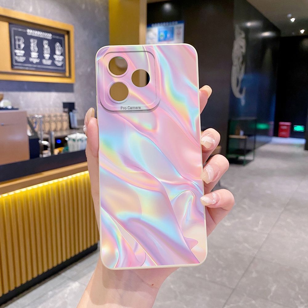For Realme C61 C63 C65 C67 C53 C51 Note 50 60 C21 C33 C30 C35 C11 2021 C12 C15 C21Y C25Y Realme 12 13 Pink Golden Aurora Full Protective Case Anti Drop Cover
