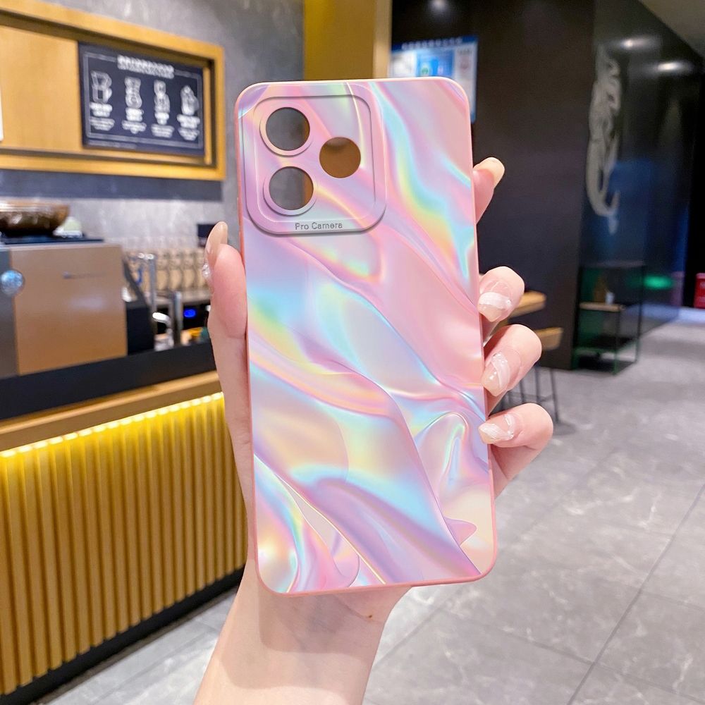 For Realme C61 C63 C65 C67 C53 C51 Note 50 60 C21 C33 C30 C35 C11 2021 C12 C15 C21Y C25Y Realme 12 13 Pink Golden Aurora Full Protective Case Anti Drop Cover