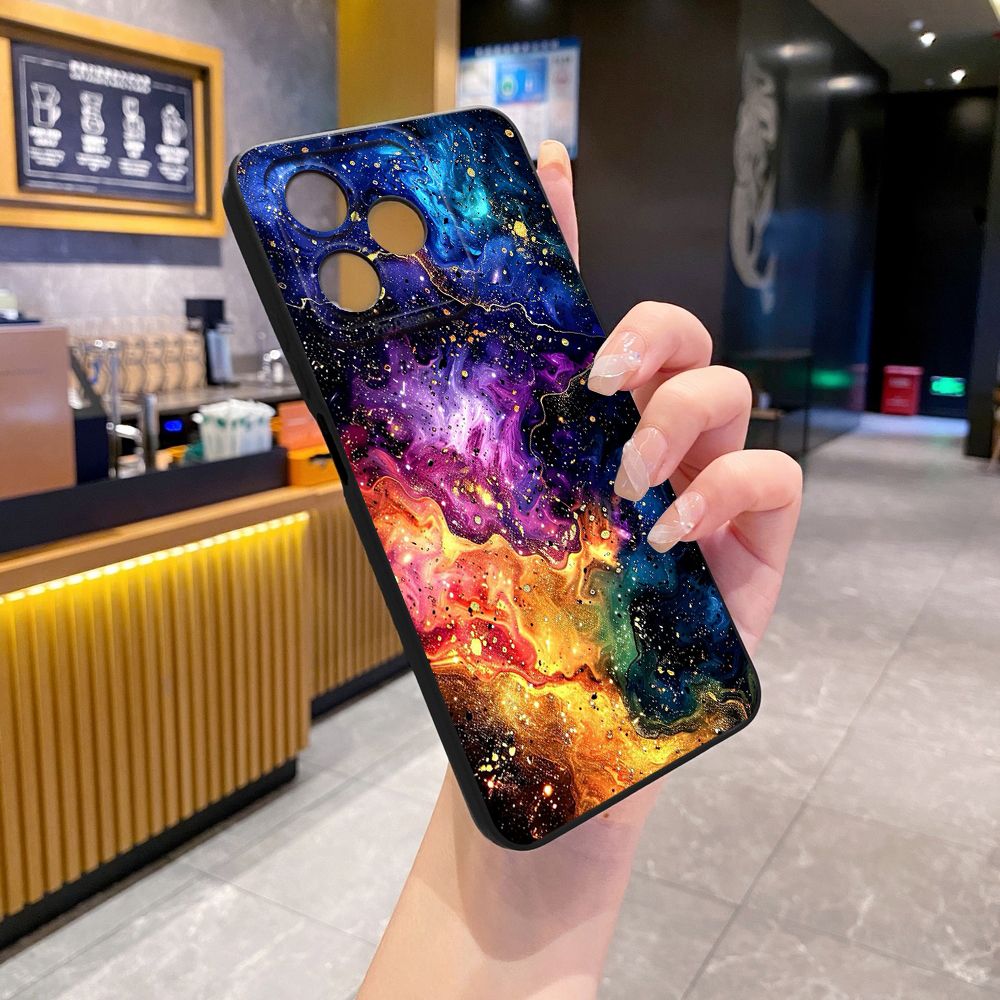 For Realme C61 C63 C65 C67 C53 C51 Note 50 60 C21 C33 C30 C35 C11 2021 C12 C15 C21Y C25Y Realme 12 13 Pink Golden Aurora Full Protective Case Anti Drop Cover