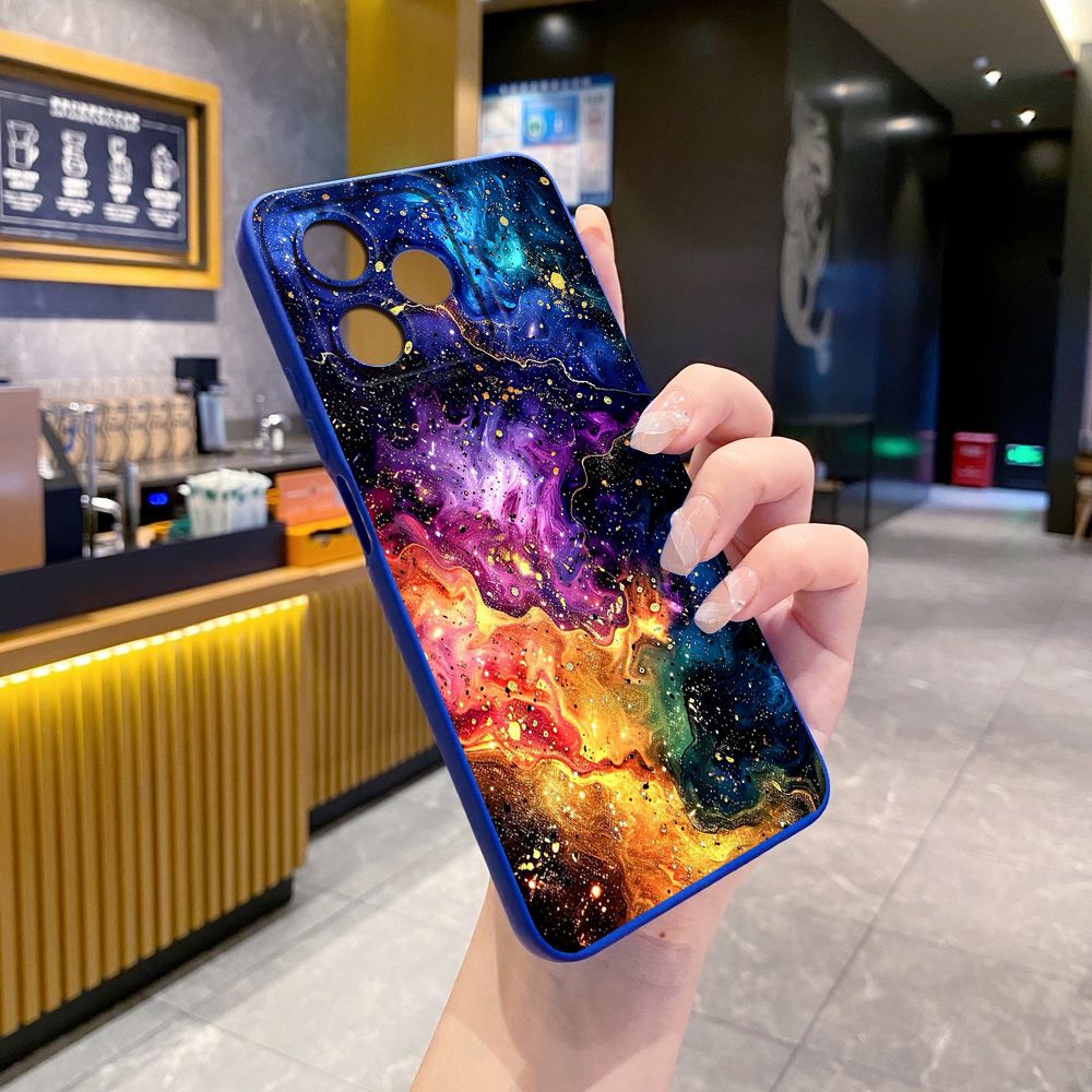 For Realme C61 C63 C65 C67 C53 C51 Note 50 60 C21 C33 C30 C35 C11 2021 C12 C15 C21Y C25Y Realme 12 13 Pink Golden Aurora Full Protective Case Anti Drop Cover