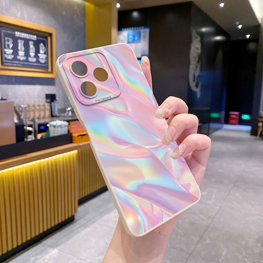 For Realme C61 C63 C65 C67 C53 C51 Note 50 60 C21 C33 C30 C35 C11 2021 C12 C15 C21Y C25Y Realme 12 13 Pink Golden Aurora Full Protective Case Anti Drop Cover