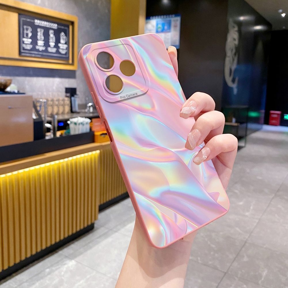 For Realme C61 C63 C65 C67 C53 C51 Note 50 60 C21 C33 C30 C35 C11 2021 C12 C15 C21Y C25Y Realme 12 13 Pink Golden Aurora Full Protective Case Anti Drop Cover