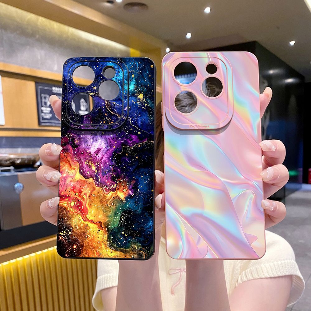 For Infinix Hot 50i 40i 40 Pro Note 12 G96 30 Hot 20 Play 12i 30i 20i 10S 11 Play 11S 10i Smart 8 9 5 Pink Golden Aurora Full Protective Case Anti Drop Cover