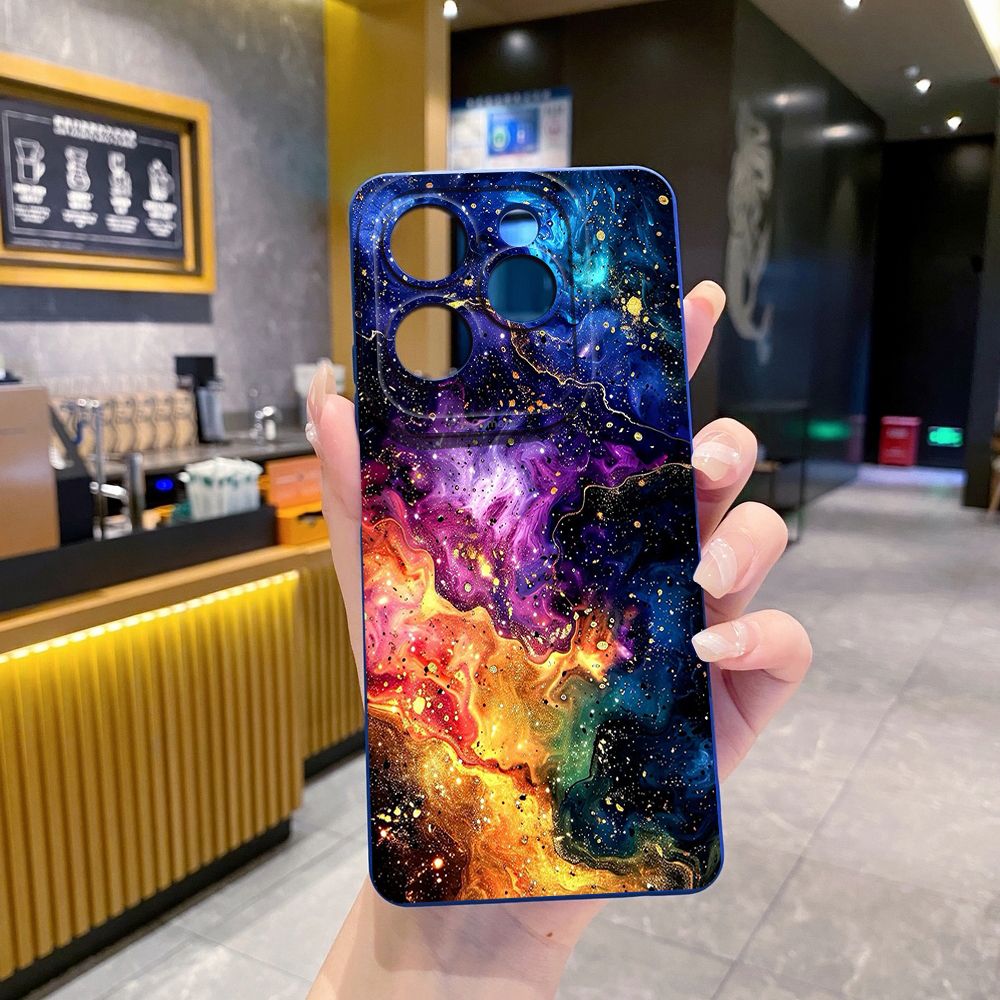 For Infinix Hot 50i 40i 40 Pro Note 12 G96 30 Hot 20 Play 12i 30i 20i 10S 11 Play 11S 10i Smart 8 9 5 Pink Golden Aurora Full Protective Case Anti Drop Cover