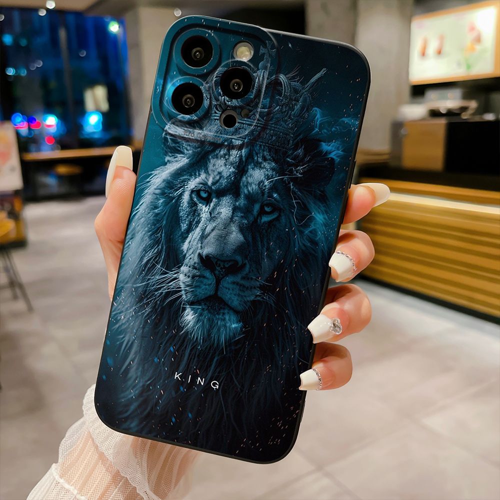 For iPhone 16 Pro Max 14 Plus 13 Pro Max 12 11 XR 8 7 SE 2022 XS Max Lion King Full Protective Case Anti Drop Cover