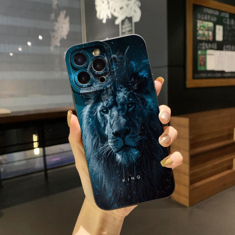 For iPhone 16 Pro Max 14 Plus 13 Pro Max 12 11 XR 8 7 SE 2022 XS Max Lion King Full Protective Case Anti Drop Cover
