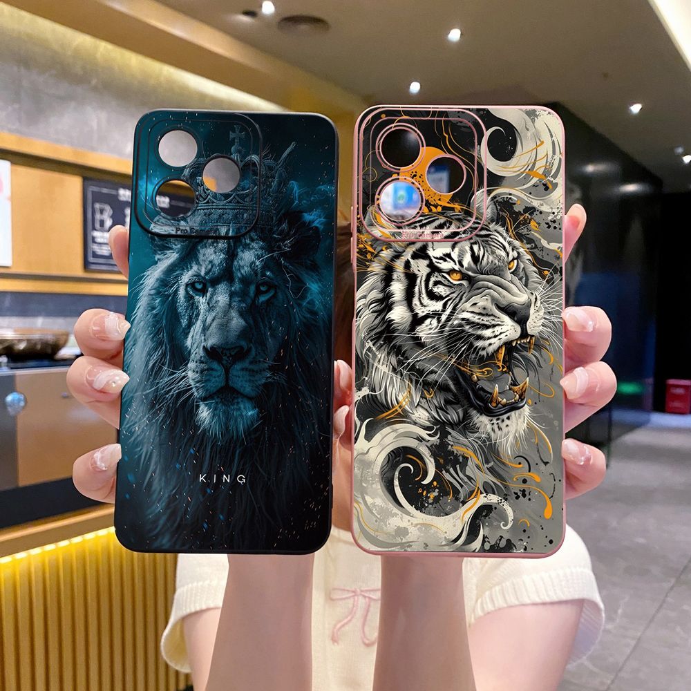 For Realme C61 C63 C65 C67 C53 C51 Note 50 60 C21 C33 C30 C35 C11 2021 C12 C15 C21Y C25Y Realme 12 13 Lion King Full Protective Case Anti Drop Cover