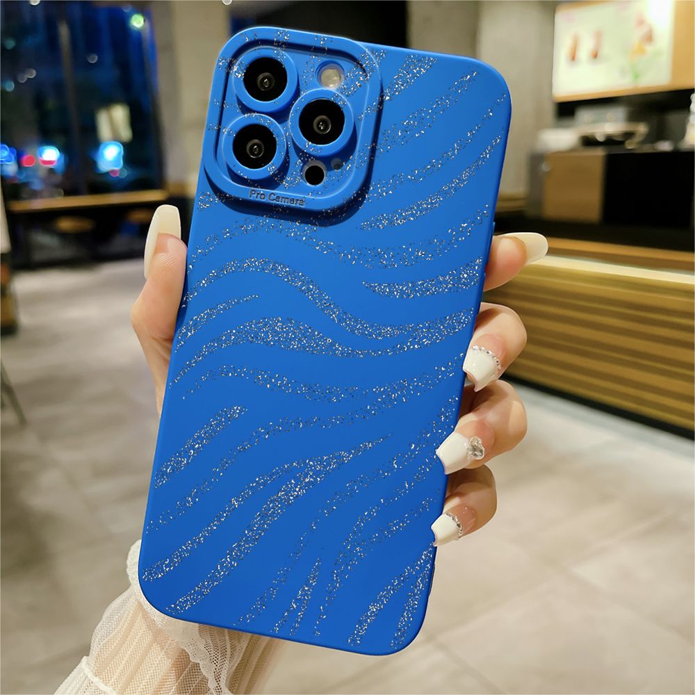 For iPhone 16 Pro Max 14 Plus 13 Pro Max 12 11 XR 8 7 SE 2022 XS Max Glitter Stripe Print Full Protective Case Anti Drop Cover