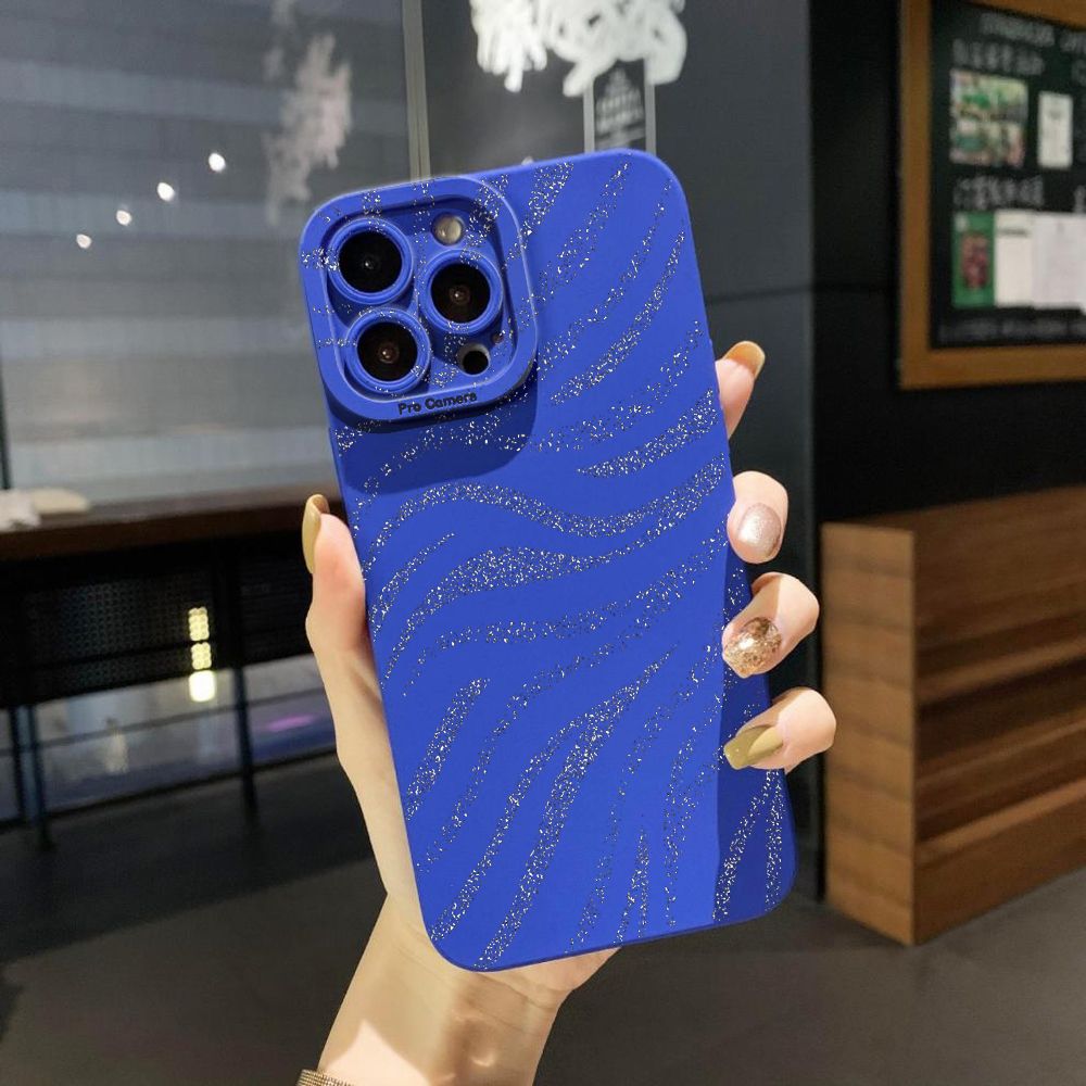 For iPhone 16 Pro Max 14 Plus 13 Pro Max 12 11 XR 8 7 SE 2022 XS Max Glitter Stripe Print Full Protective Case Anti Drop Cover