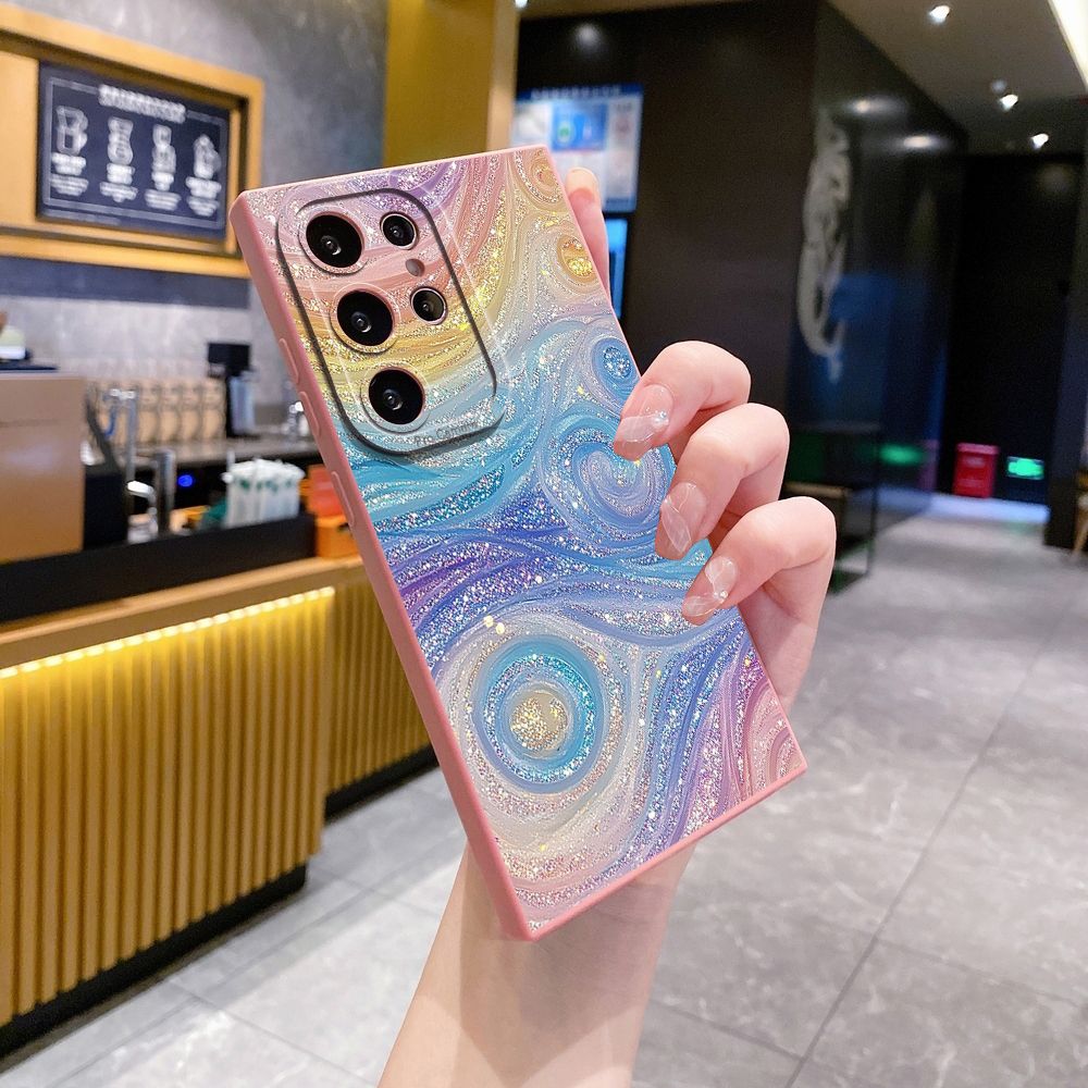 For Samsung Galaxy S24 S23 Ultra S22 Plus Note 20 S21 FE S20 Glitter Stripe Print Full Protective Case Anti Drop Cover