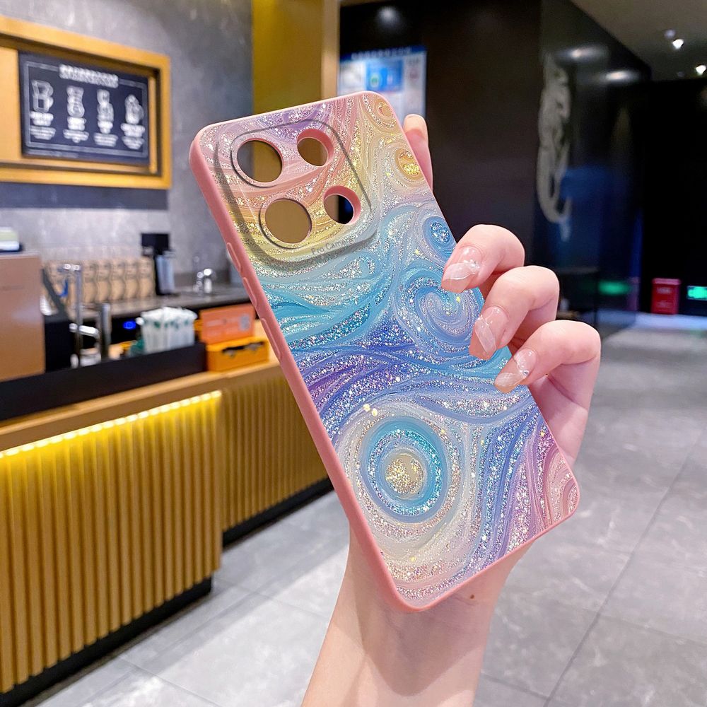 For Xiaomi Redmi Note 13 12 Pro 5G 12S 11S 13C A1 10 Pro 4G 10S Redmi 10C 9C Glitter Stripe Print Full Protective Case Anti Drop Cover
