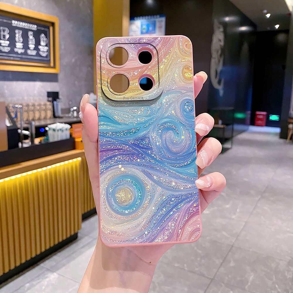 For Xiaomi Redmi Note 13 12 Pro 5G 12S 11S 13C A1 10 Pro 4G 10S Redmi 10C 9C Glitter Stripe Print Full Protective Case Anti Drop Cover
