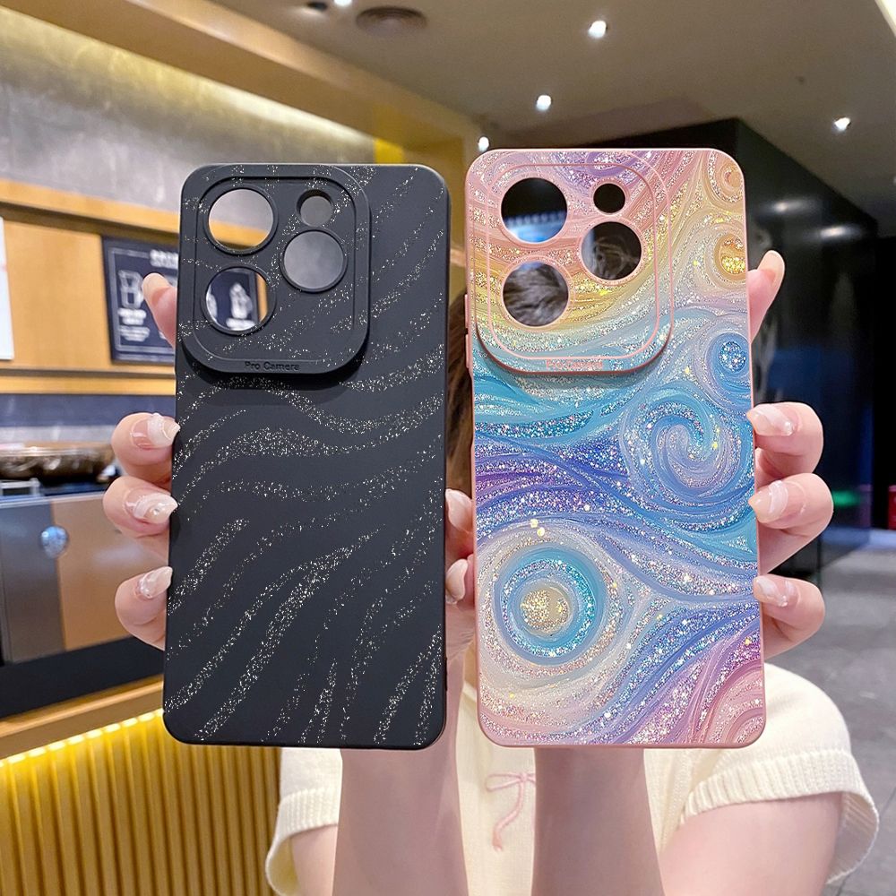 For Infinix Hot 50i 40i 40 Pro Note 12 G96 30 Hot 20 Play 12i 30i 20i 10S 11 Play 11S 10i Smart 8 9 5 Glitter Stripe Print Full Protective Case Anti Drop Cover