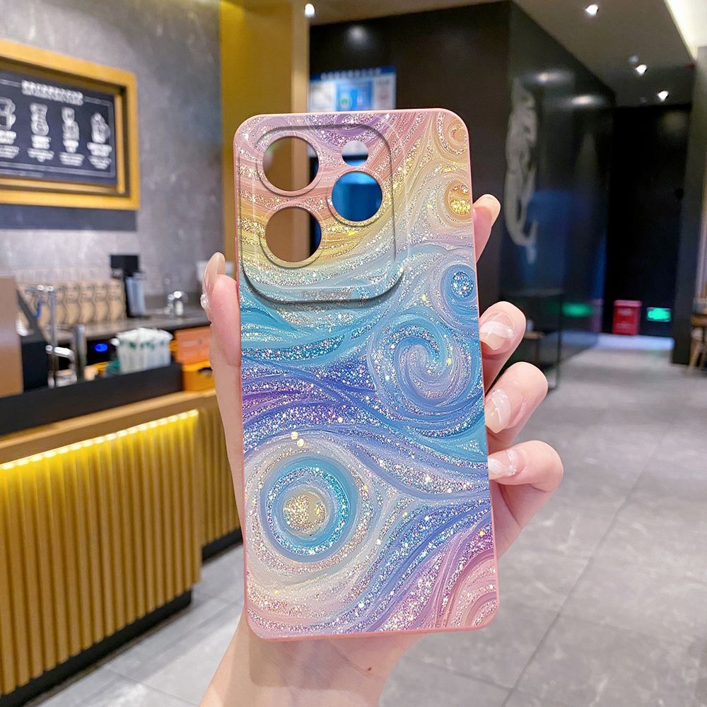 For Infinix Hot 50i 40i 40 Pro Note 12 G96 30 Hot 20 Play 12i 30i 20i 10S 11 Play 11S 10i Smart 8 9 5 Glitter Stripe Print Full Protective Case Anti Drop Cover